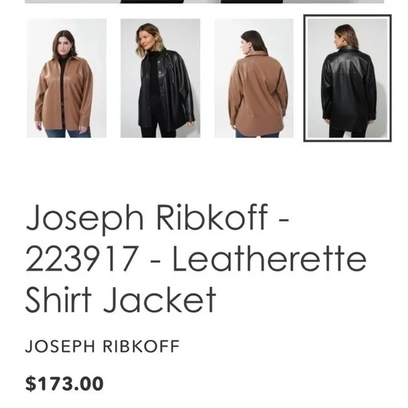 New Joseph Ribkoff | Tan Beige Button Down Vegan Leather Faux Leather Overshirt - Picture 9 of 9